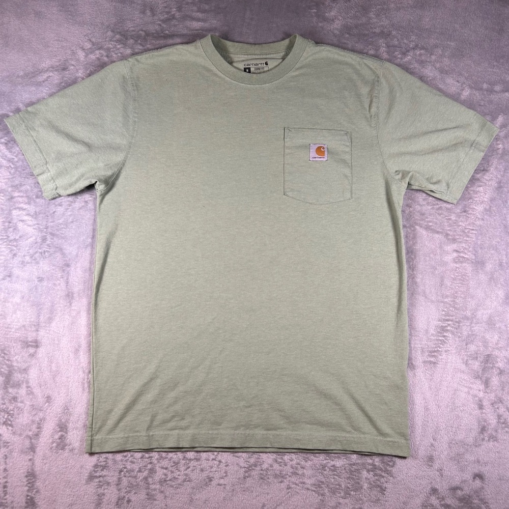 Carhartt Mens Loose Fit Pocket T-Shirt Sage Green Short Sleeve Work Tee Medium
